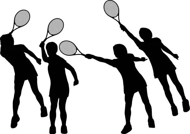 Vector illustration of Professional Tennis Woman Silhouette
