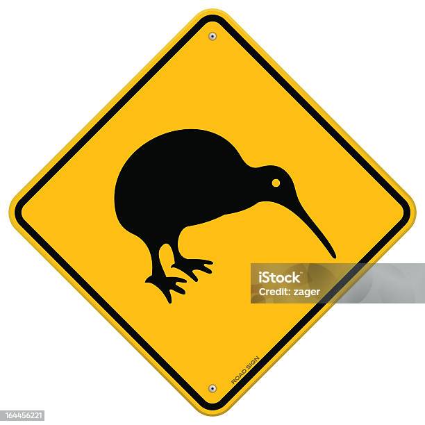 Ilustración de Kiwi Señal Amarilla y más Vectores Libres de Derechos de Pájaro kiwi - Pájaro kiwi, Nueva Zelanda, Señal de circulación