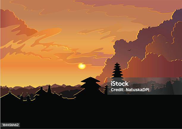 Indonésia Templo De Pura Besakih - Arte vetorial de stock e mais imagens de Bali - Bali, Pôr-do-sol, Hinduísmo