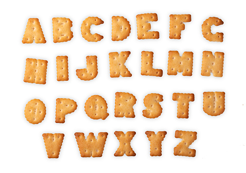 ookie alphabet isolated on white background. Clipping Path. Full depth of field.
