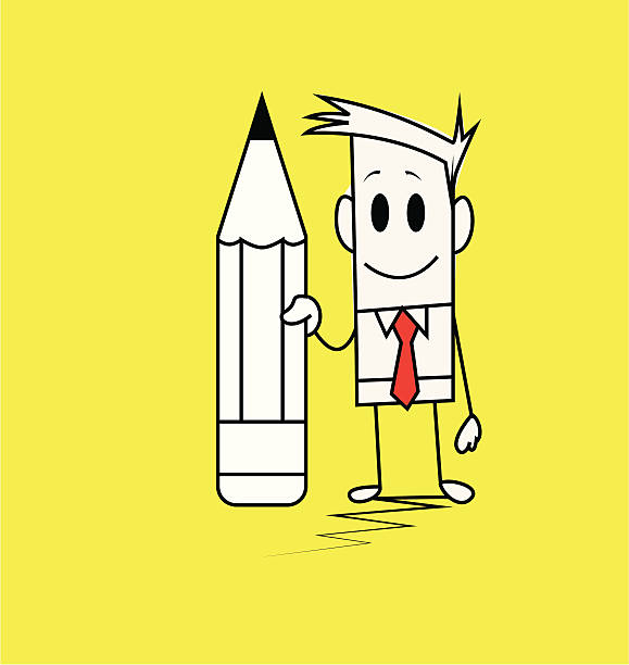 Square guy-Pen vector art illustration