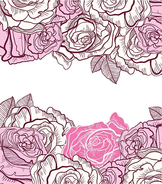 Vector illustration of Приглашение,оформленное узором из роз. The invitation, made ​​out a pattern of roses.