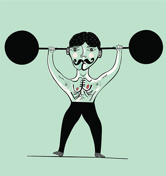 track and field athlete - strongman weightlifting human muscle men stock illustrations