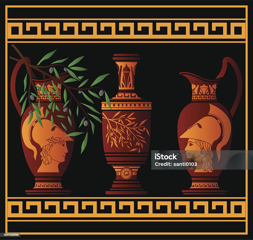 red greek jugs red greek jugs. vector illustration Amphora stock vector