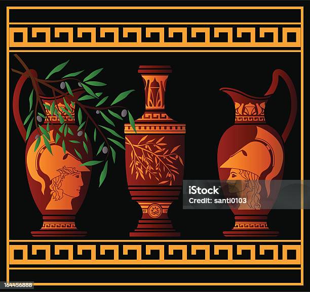 Red Greek Jugs Stock Illustration - Download Image Now - Amphora, Ancient, Antique