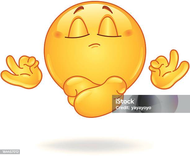Meditating Emoticon Stock Illustration - Download Image Now - Emoticon, Relaxation, Anthropomorphic Smiley Face