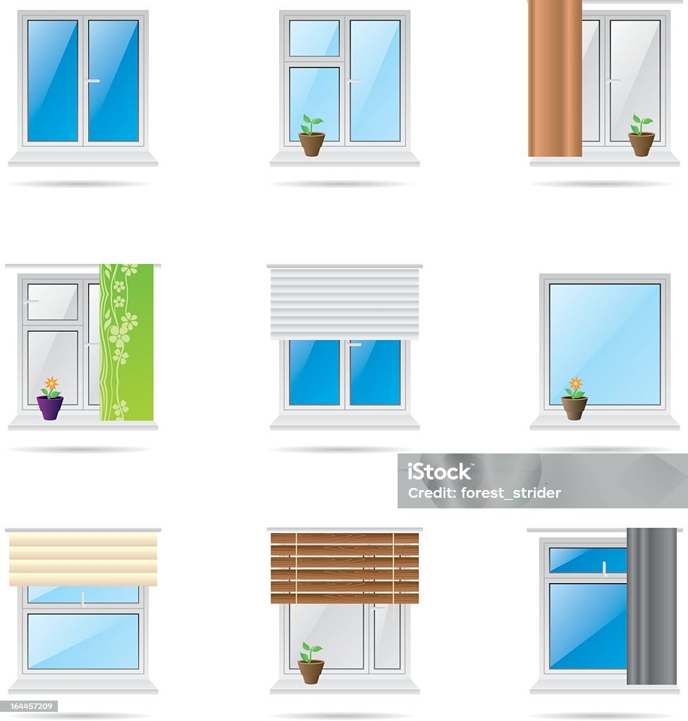 Home windows icons Set of detailed home windows icons Window stock vector