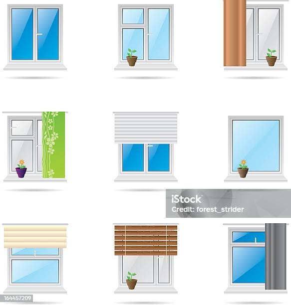 Home Windows Icons Stock Illustration - Download Image Now - Window, Glass - Material, Door