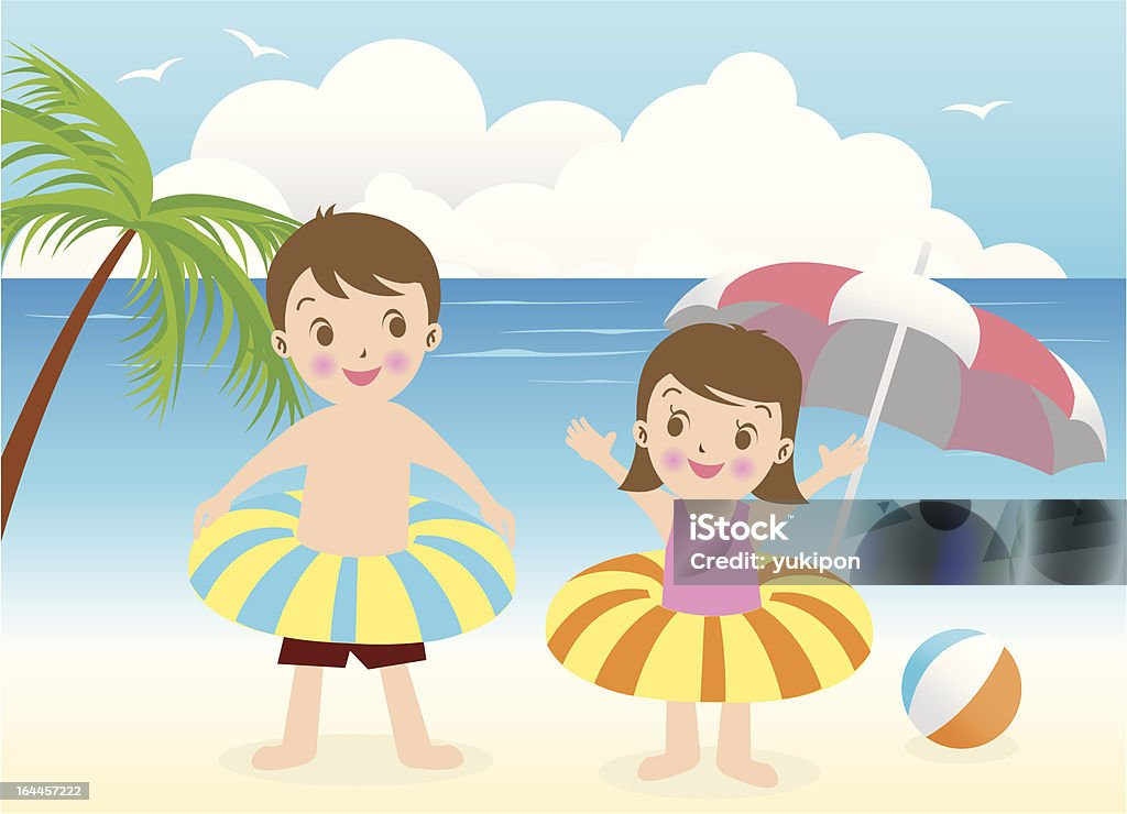 summer beach boy & Mädchen - Lizenzfrei Strand Vektorgrafik