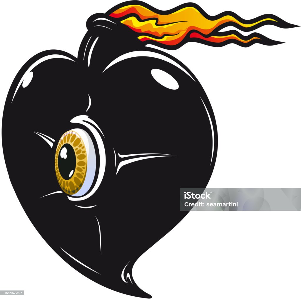 Black heart with fire flames Black heart with fire flames for t-shirt design Abstract stock vector