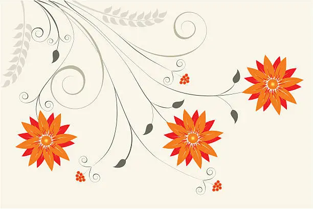 Vector illustration of Abstract orange floral background