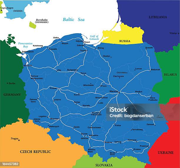 Mappa Di Polonia - Immagini vettoriali stock e altre immagini di Arte - Arte, Arte, Cultura e Spettacolo, Frontiera nazionale