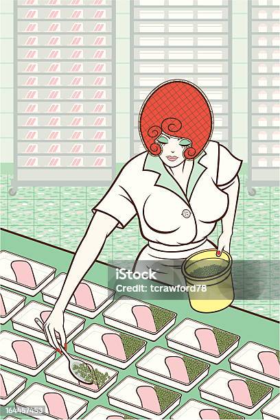 카페테리아 인부 식당 서버에 대한 스톡 벡터 아트 및 기타 이미지 - 식당 서버, 머리망, 1950-1959 년