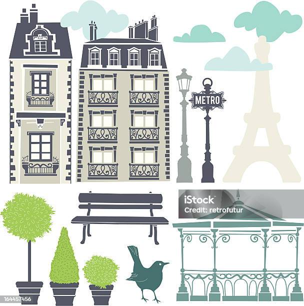 Pariser Elemente Stock Vektor Art und mehr Bilder von Paris - Paris, Straßenlaterne, Sitzbank