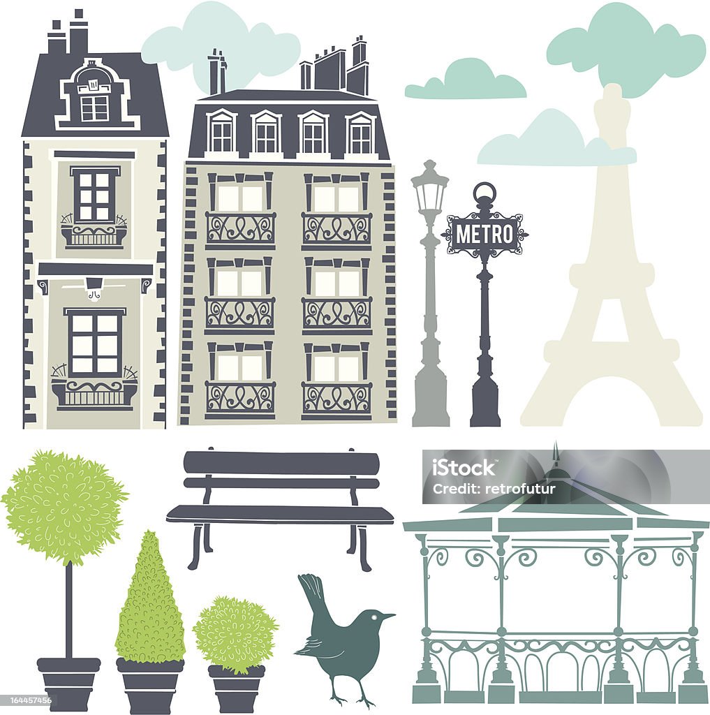 Парижский элементы - Векторная графика Париж - Франция роялти-фри