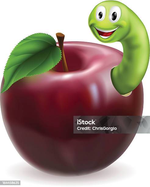 Süße Caterpillar Apple Stock Vektor Art und mehr Bilder von Apfel - Apfel, Bildung, Blatt - Pflanzenbestandteile