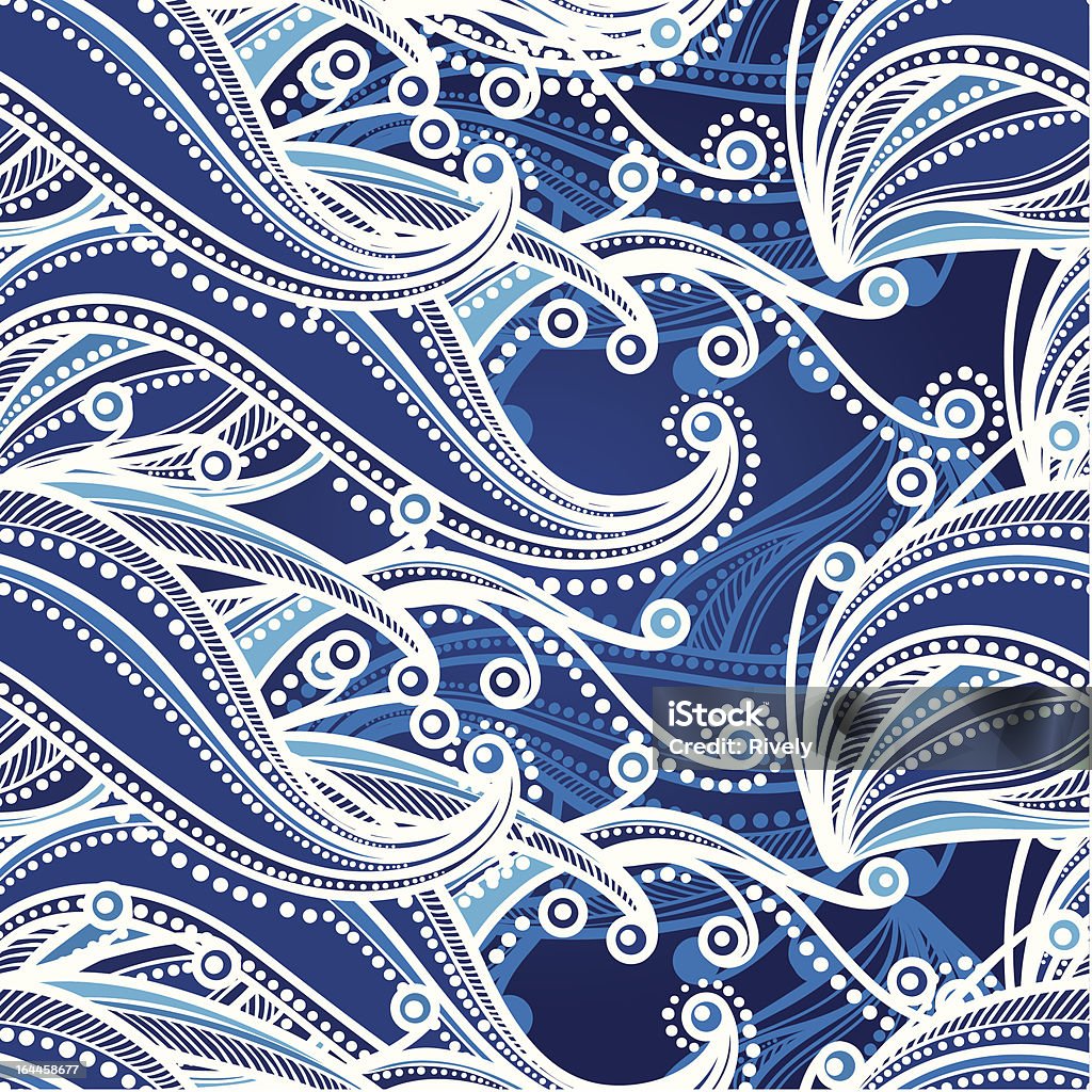 Abstrakte Nahtlose Muster-Blue Wave - Lizenzfrei Abstrakt Vektorgrafik
