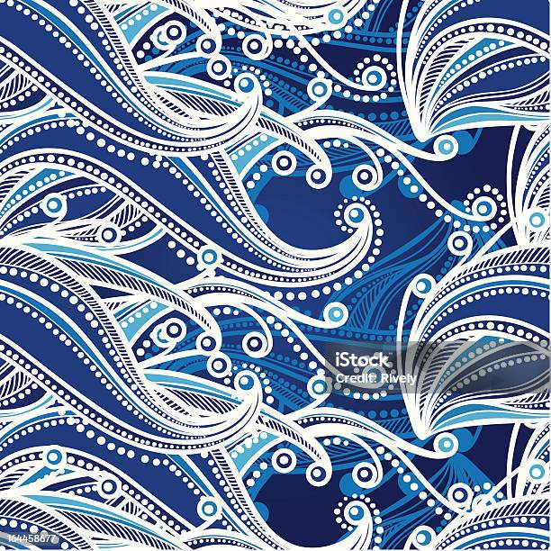 Astratto Seamless Patternblu Onda - Immagini vettoriali stock e altre immagini di Acqua - Acqua, Astratto, Bianco