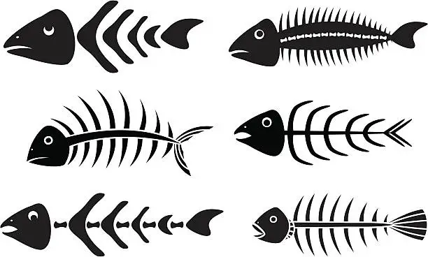 Vector illustration of Various fishbones stencils