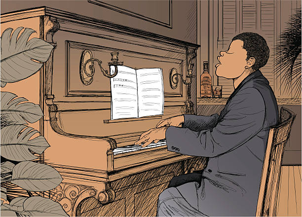 ragtime-pianist - dixieland stock-grafiken, -clipart, -cartoons und -symbole