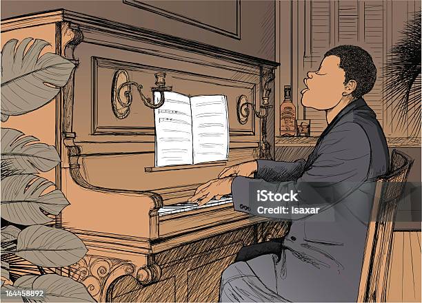 Ragtime Pianist Stock Illustration - Download Image Now - Dixieland Jazz, Illustration, Men