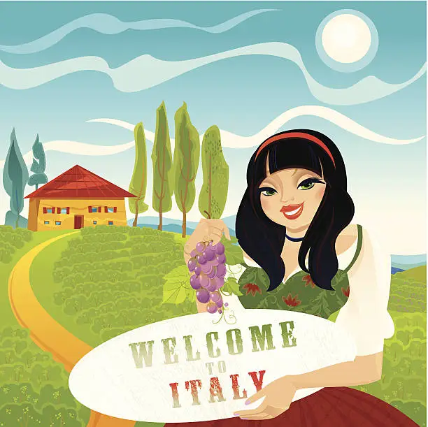 Vector illustration of Welcome to Italy