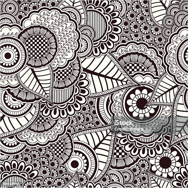 Mehandi Seamless Pattern Stock Illustration - Download Image Now - Backgrounds, Branch - Plant Part, Brown