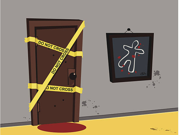 일러스트 범죄 현장 조사를 - crime scene chalk outline crime csi stock illustrations