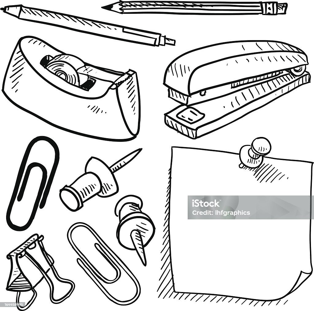 Office Supplies Vector Sketch Stock Illustration - Download Image Now -  Adhesive Note, Sketch, Drawing - Art Product - iStock