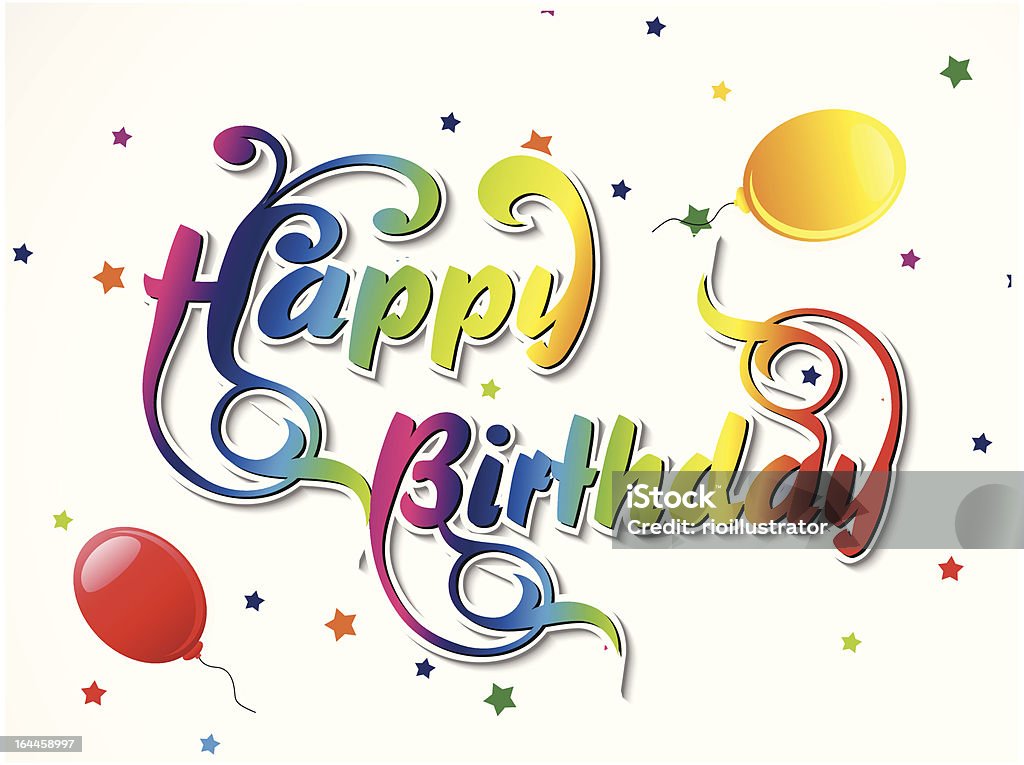 Abstracto tarjeta de cumpleaños feliz con estrellas - arte vectorial de Amarillo - Color libre de derechos