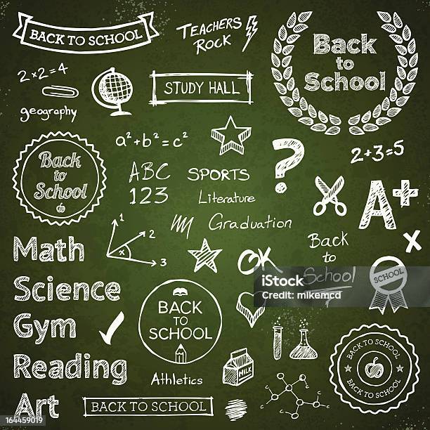 Backtoschool Handdrawn Elements Stock Illustration - Download Image Now - Report Card, Chalk Drawing, Doodle