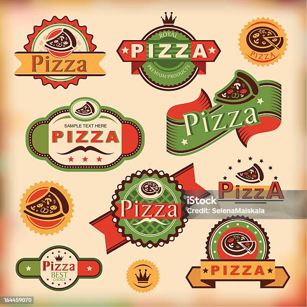 Vintage Et Étiquettes De Pizza Vecteurs libres de droits et plus d'images vectorielles de Badge - Badge, Pizza, Abstrait