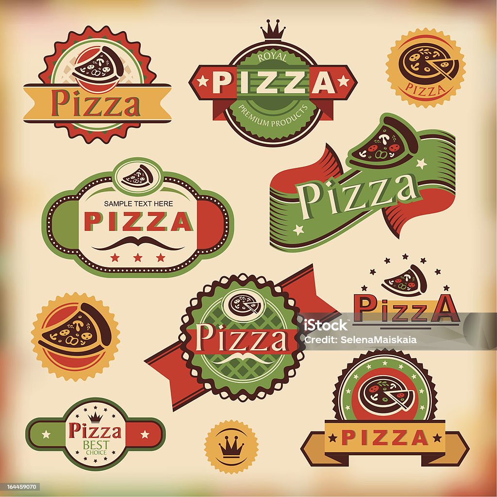 Винтаж пицца этикетки - Векторная графика Значок роялти-фри