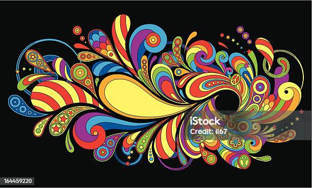 Background In A Retro Style Stock Illustration - Download Image Now - Psychedelic, Hippie, Pattern