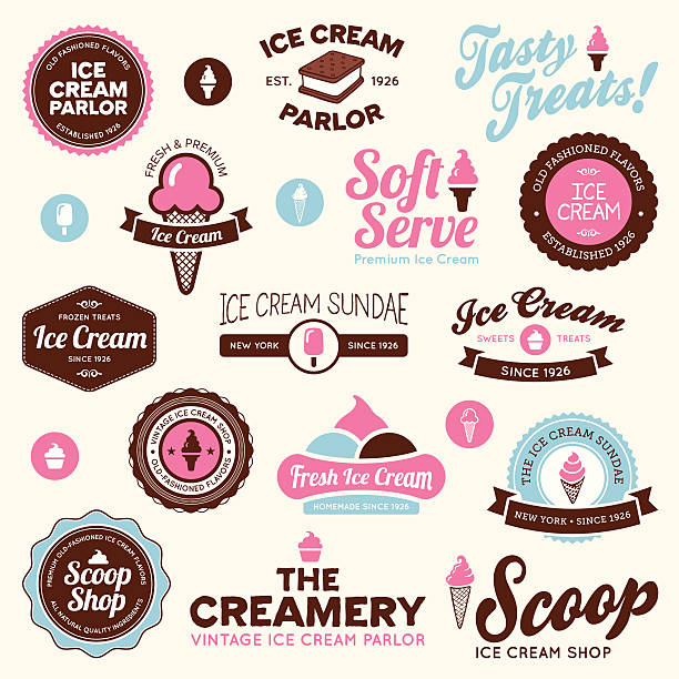 아이스크림 쇼핑하다 라벨 - ice cream sandwich stock illustrations