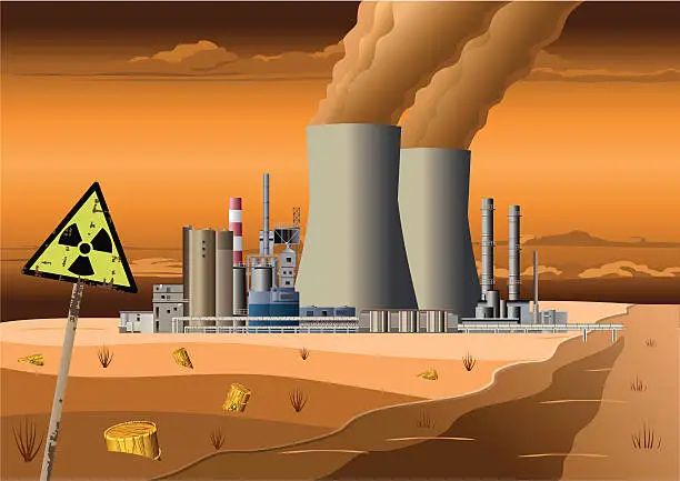 Vector illustration of Nuclear Power Station