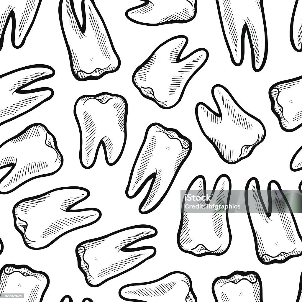Seamless tooth dental vector background Doodle style seamless background of teeth or dentistry illustration in vector format. EPS10 file type with no transparency effects. Drawing - Art Product stock vector