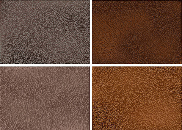 Realistic leather textures Vector illustration of genuine leather in four natural colours. EPS 10 file. leather backgrounds textured suede stock illustrations