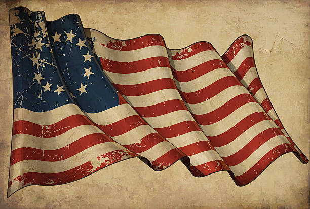 illustrazioni stock, clip art, cartoni animati e icone di tendenza di usa storica bandiera di betsy ross - rivoluzione