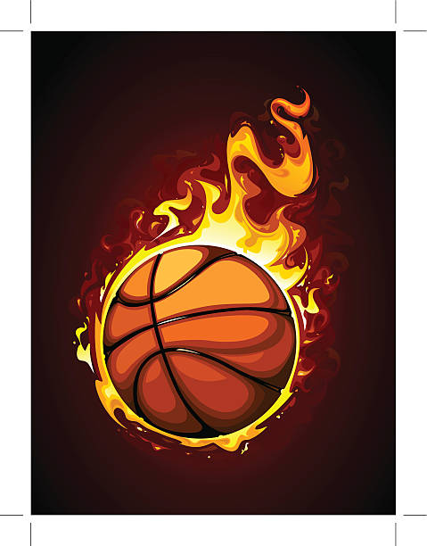 Burning basketball Burning basketball. Vector EPS 10 illustration. Transparency used. ball of fire stock illustrations