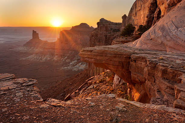 Golden sunset view in Canyonlands, Utah, USA stock photo