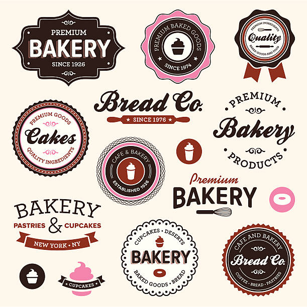 Vintage bakery labels vector art illustration