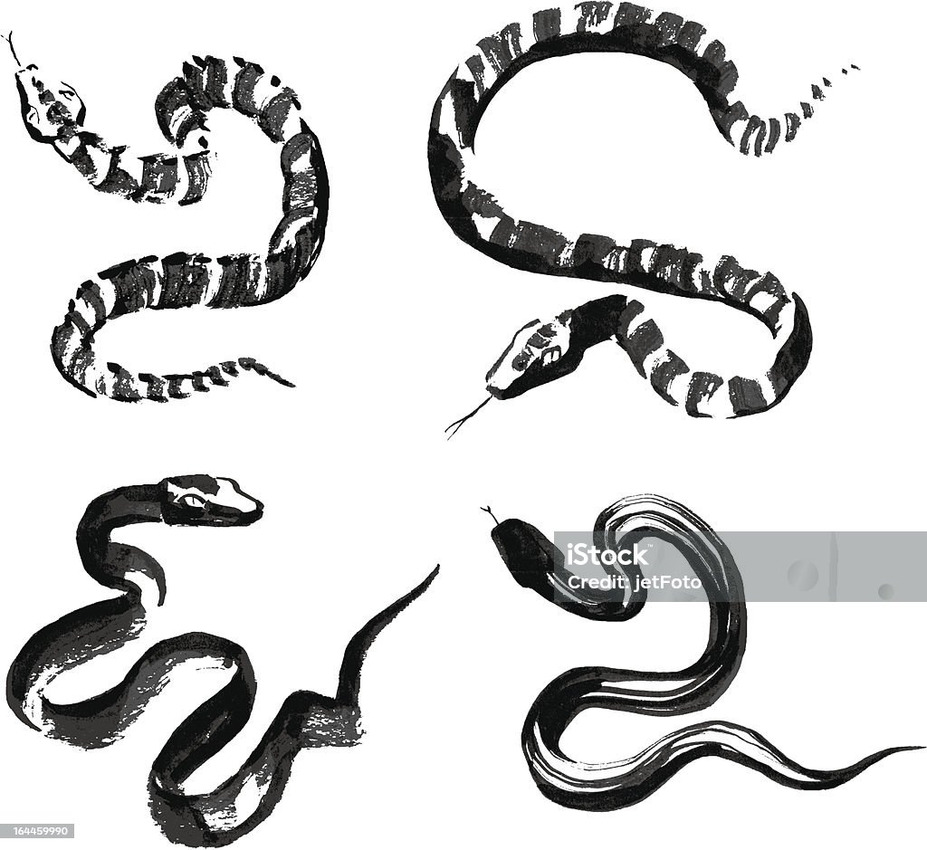 Serpents dans le style de peinture à l'encre chinois traditionnel - clipart vectoriel de Serpent libre de droits