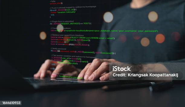 Software Developer Or Programmer Coding Program With Laptop Create ...