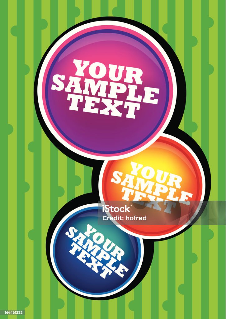 Three circles Your sample text in colored circles. 3 circles in green background. Abstract stock vector