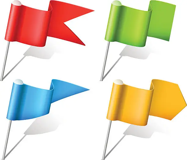 Vector illustration of Color flag pins