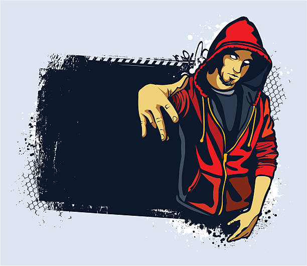 ilustraciones, imágenes clip art, dibujos animados e iconos de stock de joven gangster - hood graffiti urban scene men