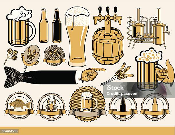 Design De Cerveja - Arte vetorial de stock e mais imagens de Garrafa de Cerveja - Garrafa de Cerveja, Estilo retro, Fora de moda - Estilo