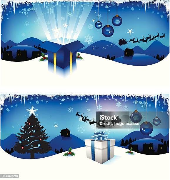 Banners De Natal - Arte vetorial de stock e mais imagens de Azul - Azul, Baile noturno, Bola de Árvore de Natal