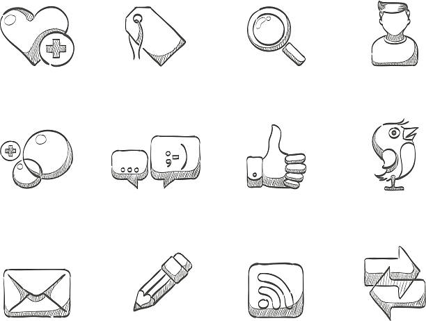 Sketch Icons - Social Network "Social network icon series in sketch.  EPS 10. AI, PDF & transparent PNG of each icon included." rss feeds stock illustrations